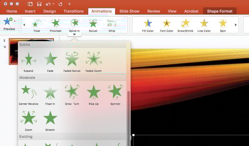 nastroyka parametrov animatsii v powerpoint